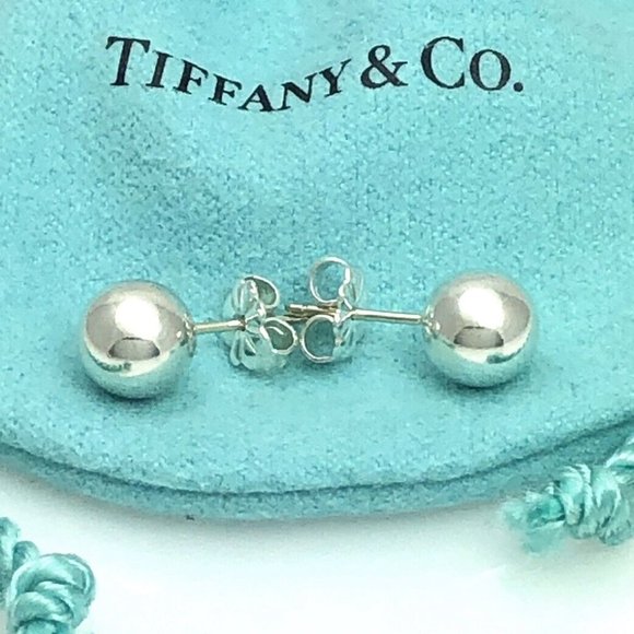 Tiffany & Co HardWear Bead Ball Earrings 8mm in Sterling Silver AUTHENTIC - Picture 1 of 7